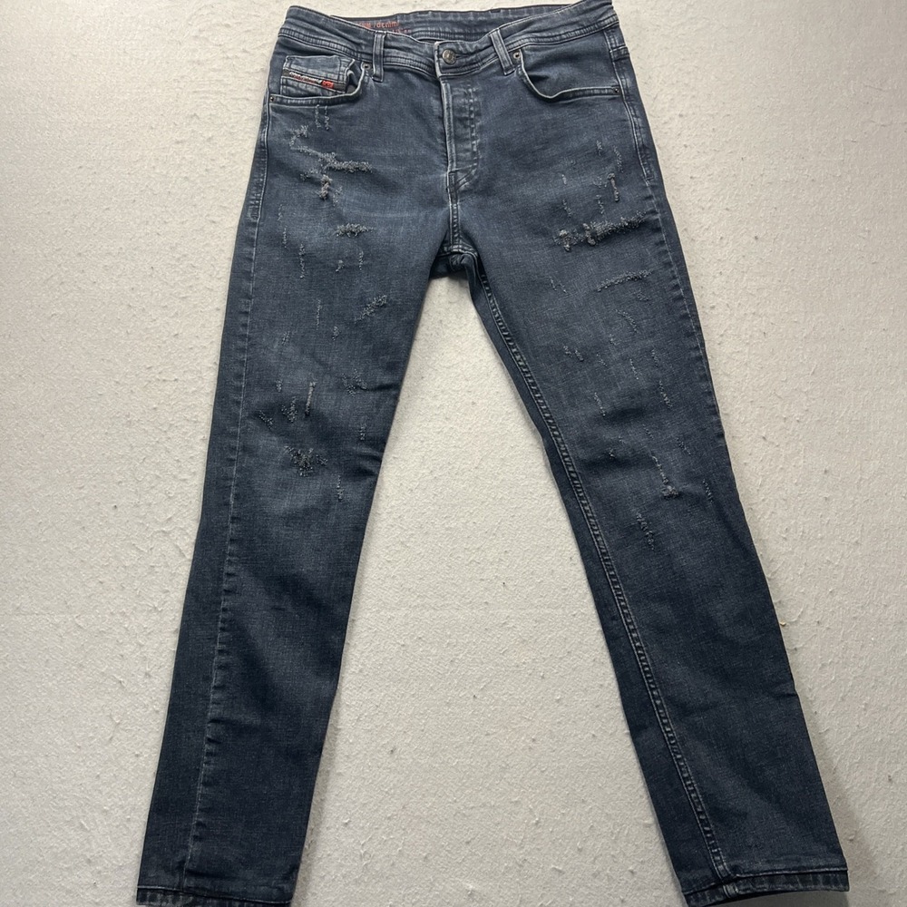 Diesel Jeans Mens 34x29 Black Slim Skinny Distressed Denim Stretch Cotton